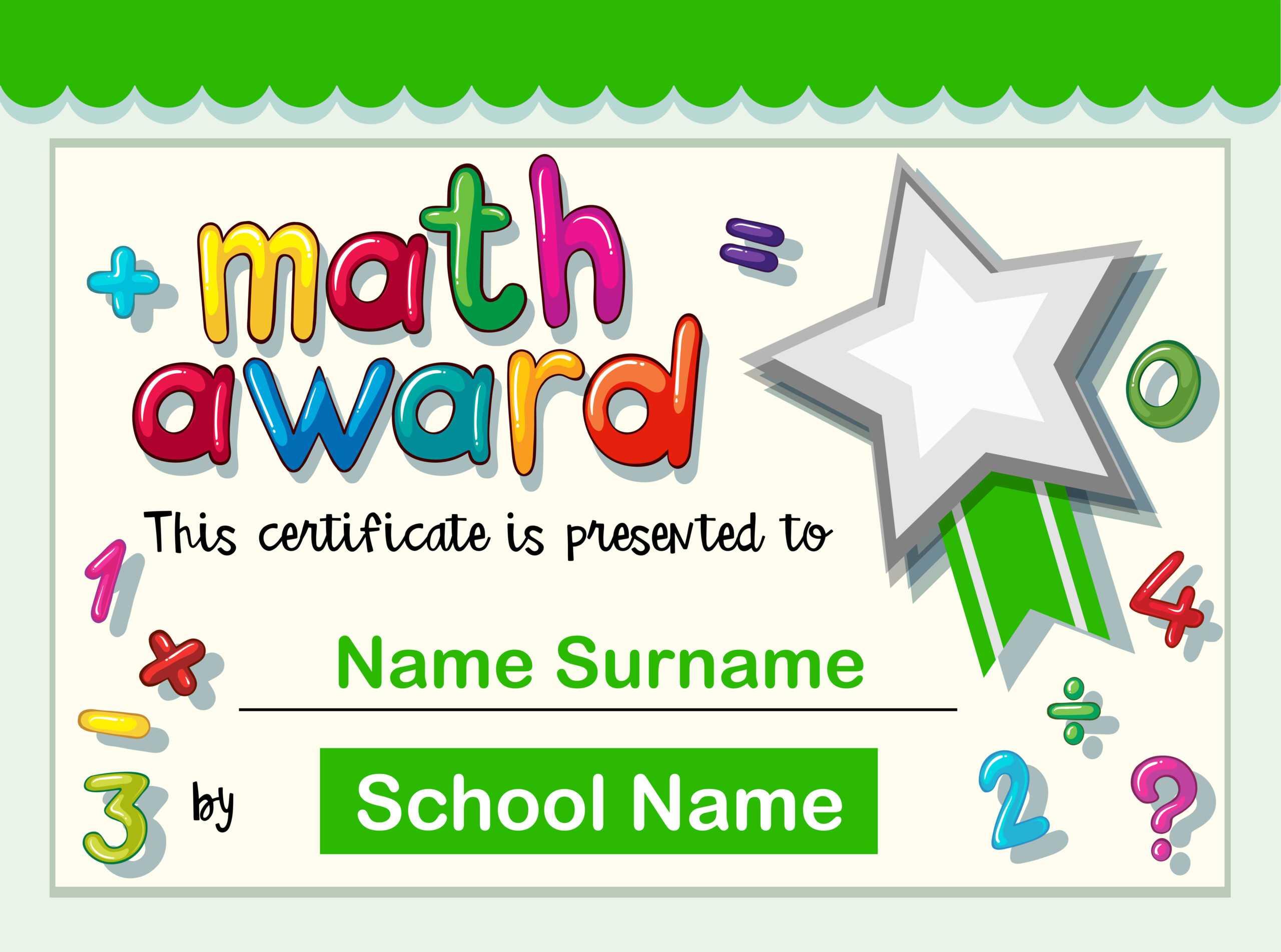 Certificate Template For Math Award - Download Free Vectors Pertaining To Math Certificate Template