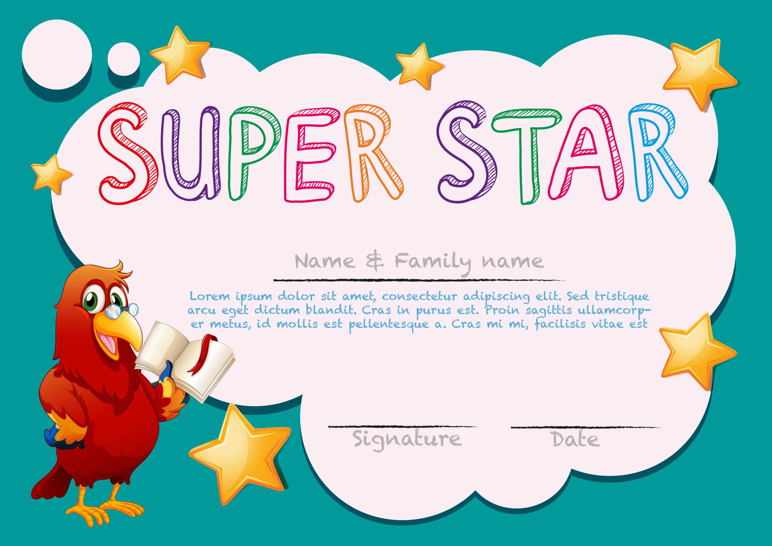 Certificate Template For Super Star – Download Free Vectors With Star Award Certificate Template