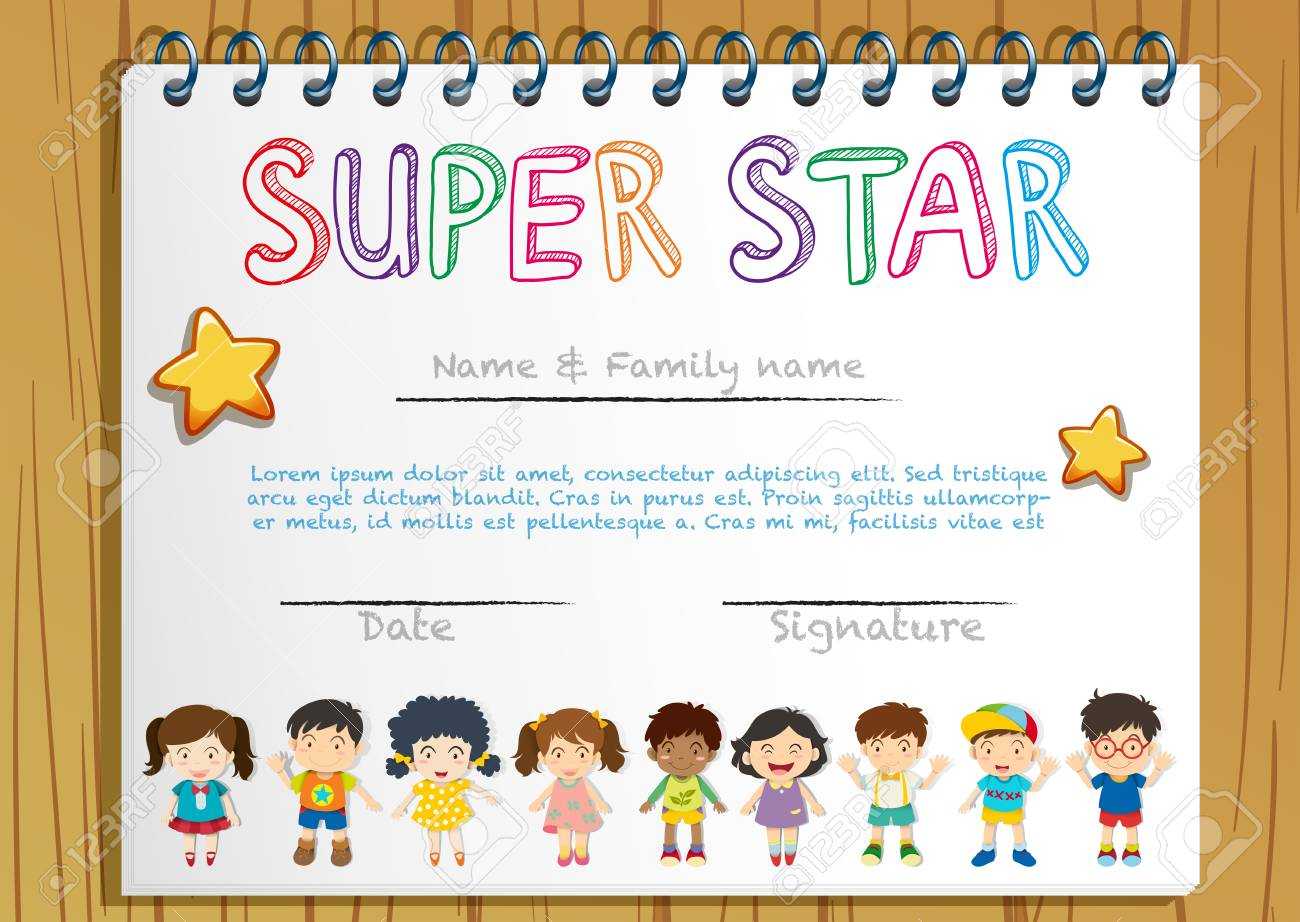 Certificate Template For Super Star Illustration Regarding Star Certificate Templates Free