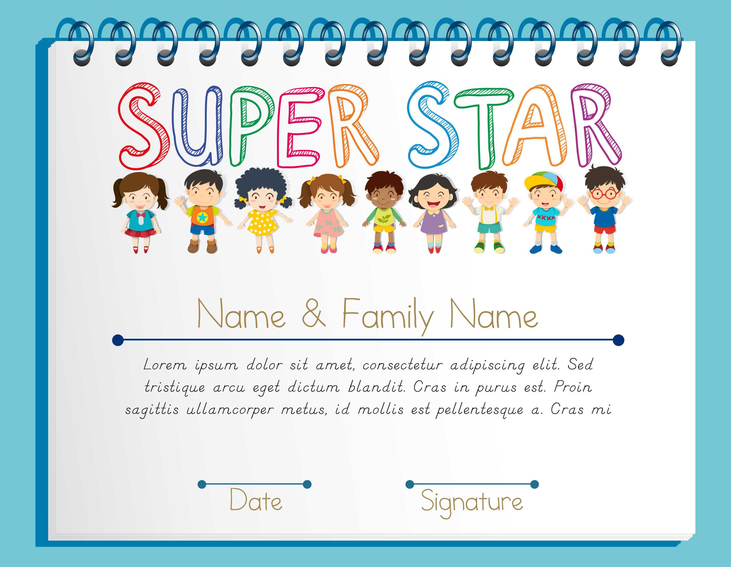 Certificate Template For Super Star With Many Children Regarding Star Naming Certificate Template