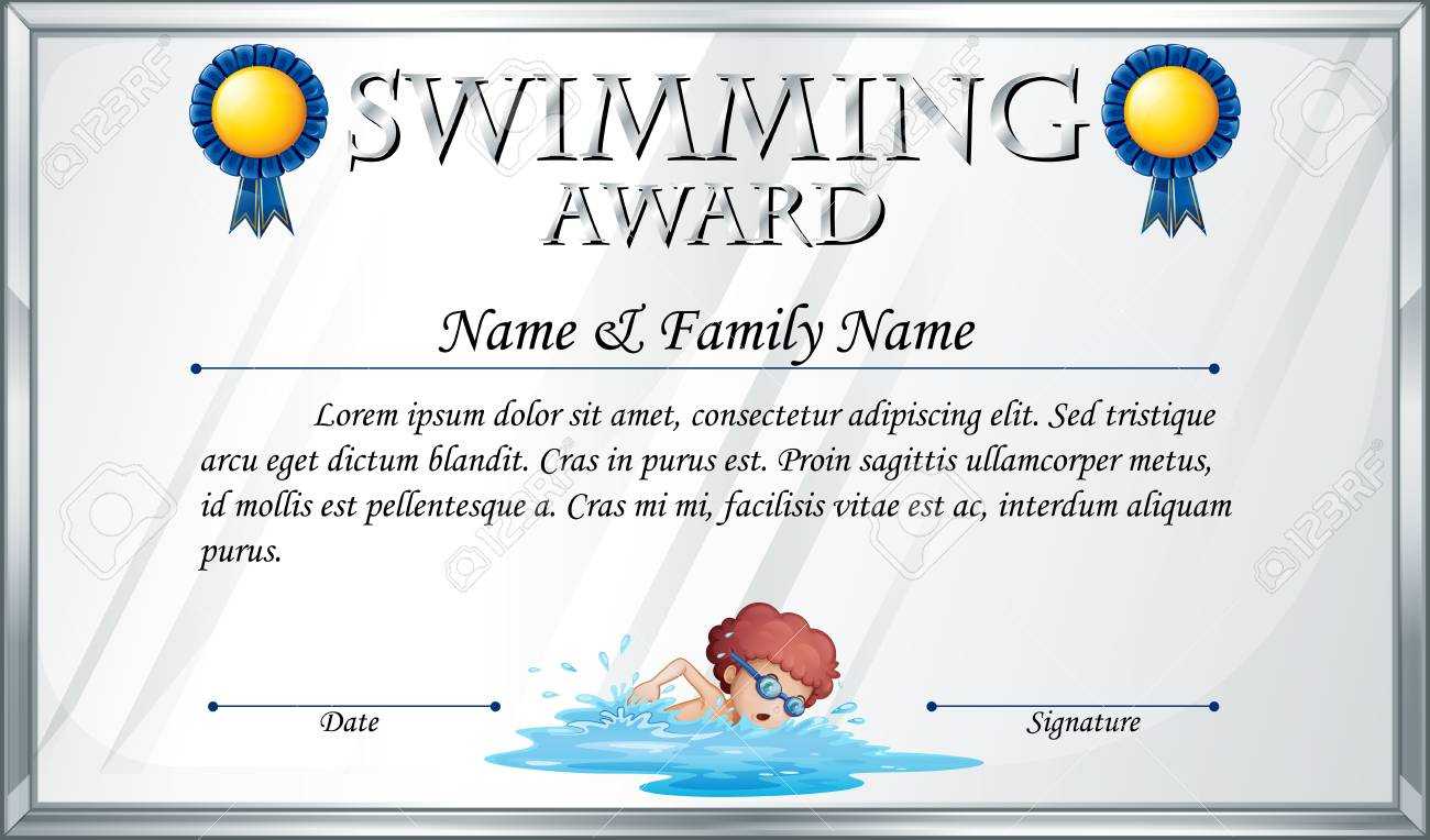 Certificate Template For Swimming Award Illustration Throughout Swimming Award Certificate Template
