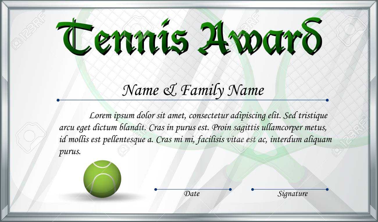 Certificate Template For Tennis Award Illustration For Tennis Certificate Template Free