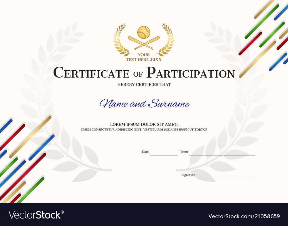 Certificate Template In Baseball Sport Theme With Regarding Athletic Certificate Template
