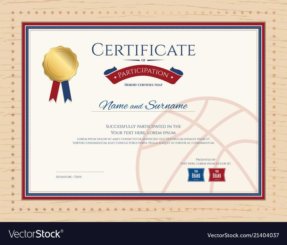 Certificate Template In Basketball Sport Theme Vector Image Regarding Basketball Camp Certificate Template