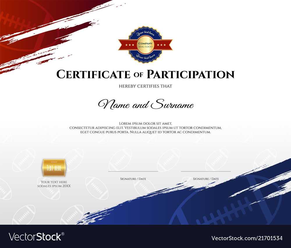 Certificate Template In Rugby Sport Theme With Inside Participation Certificate Templates Free Download
