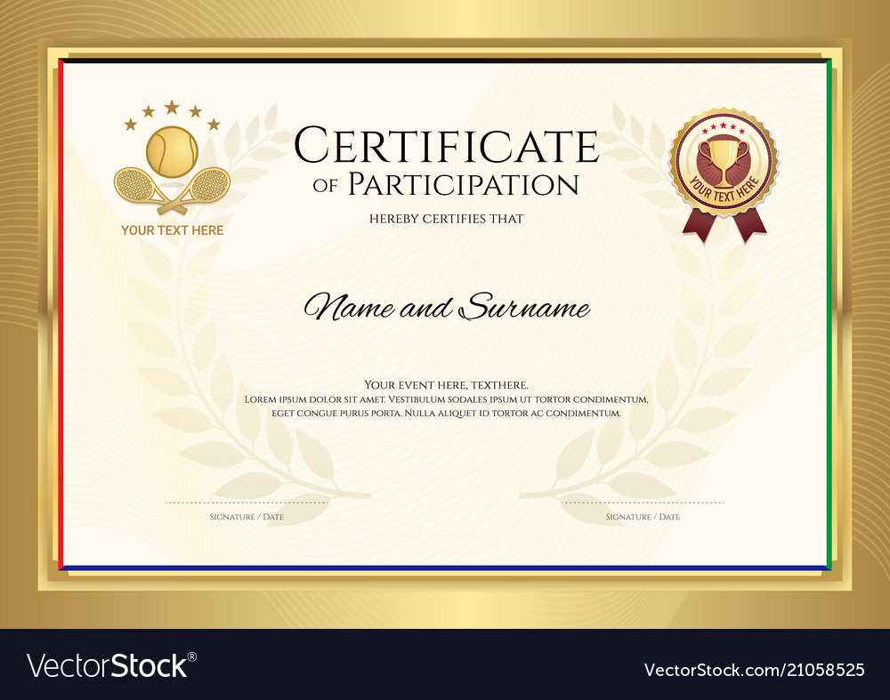 Certificate Template In Tennis Sport Theme With With Regard To Tennis Gift Certificate Template