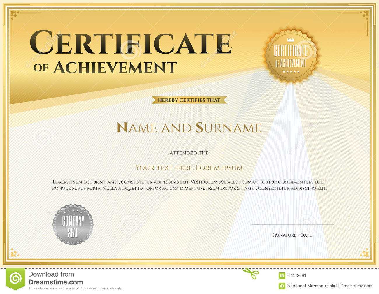 Certificate Template In Vector For Achievement Graduation With Sales Certificate Template