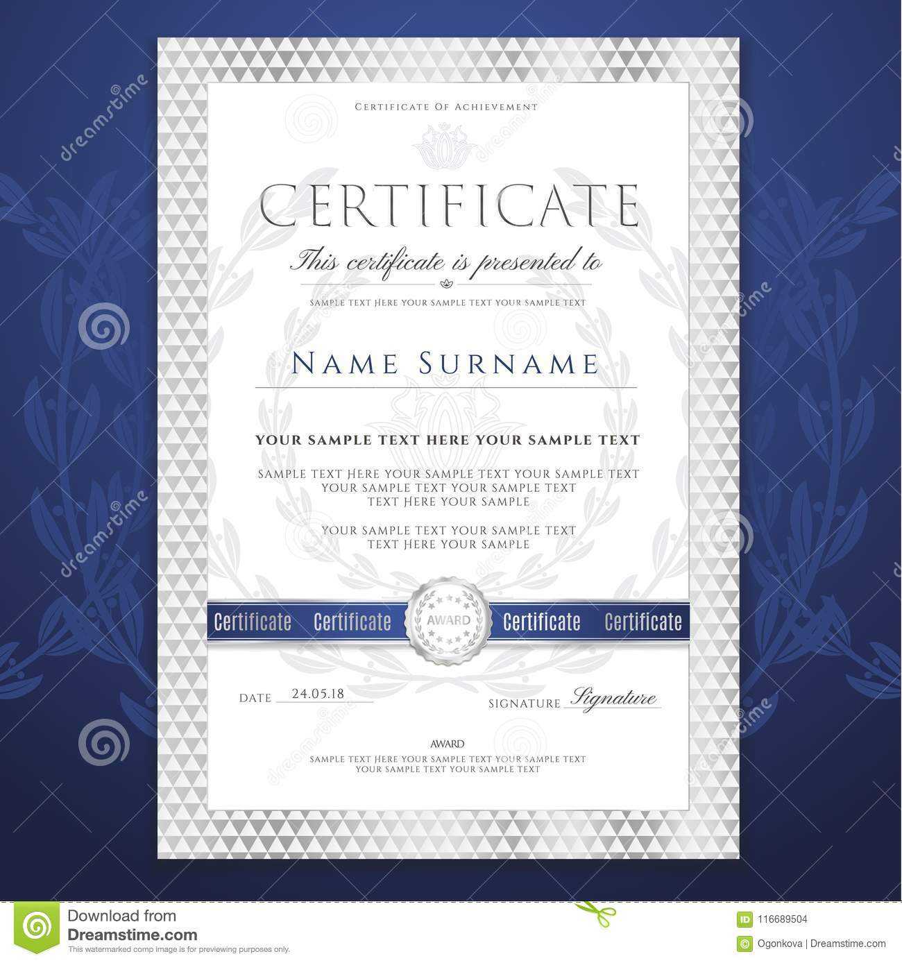 Certificate Template. Printable / Editable Design For In Sample Award Certificates Templates