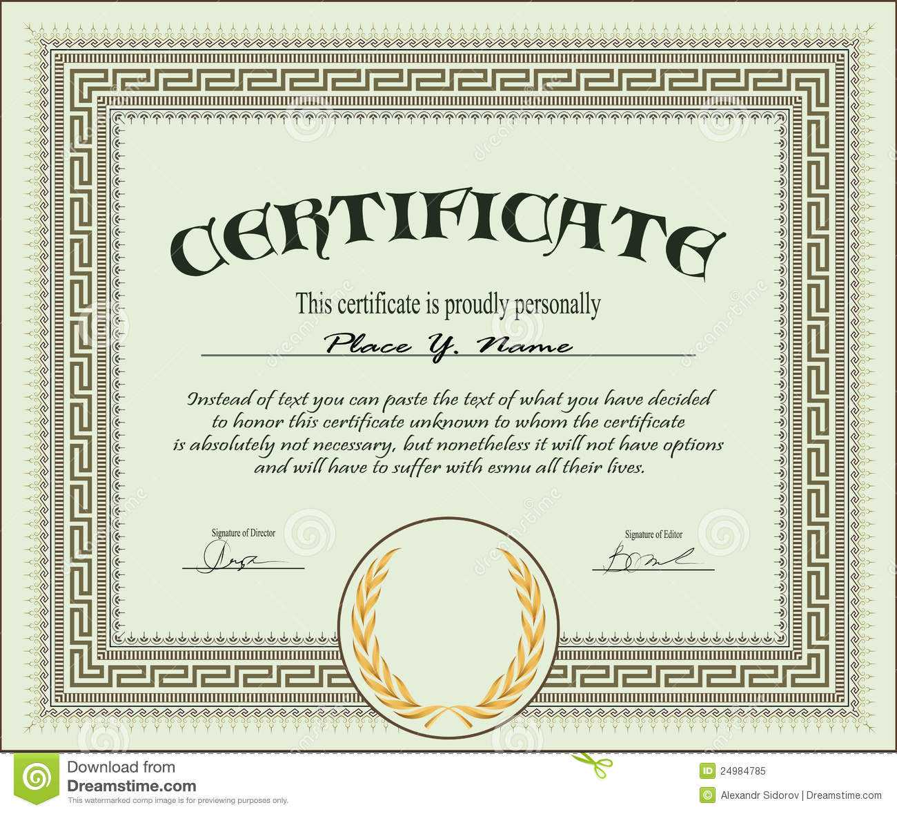 Certificate Template Stock Vector. Illustration Of Banner Pertaining To Free Stock Certificate Template Download