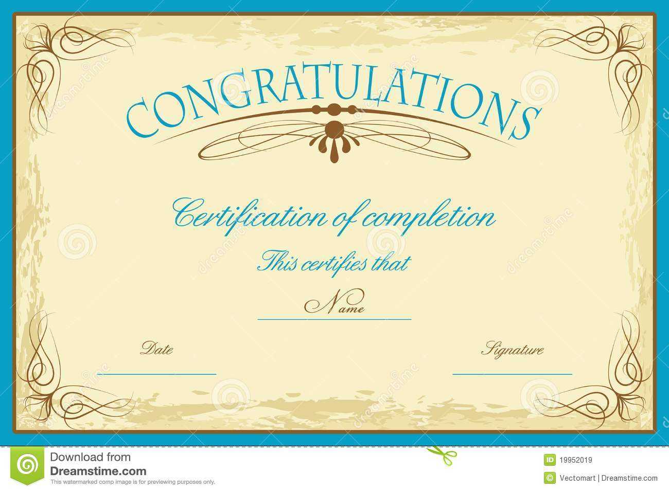Certificate Template Stock Vector. Illustration Of Document With Promotion Certificate Template
