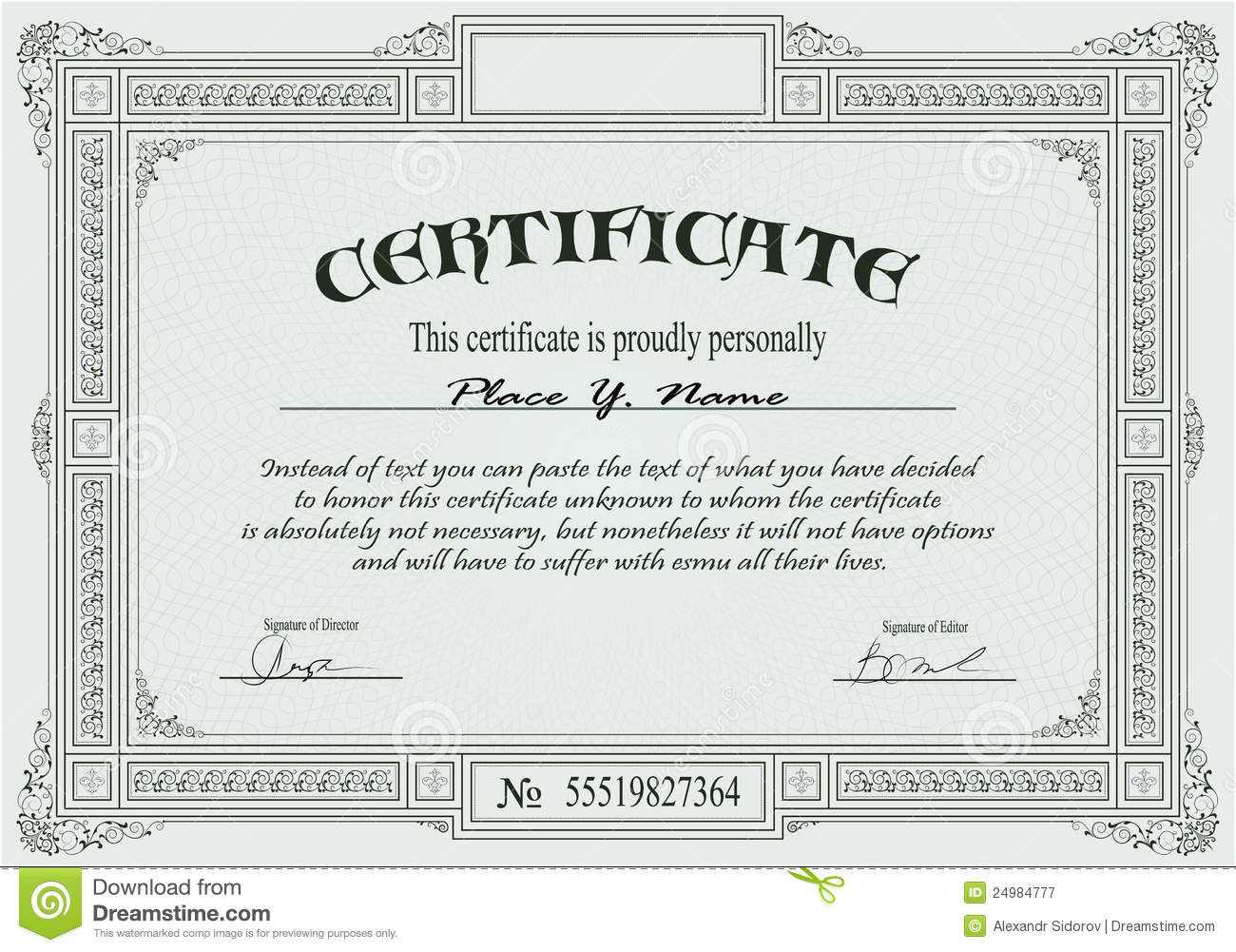 Certificate Template Stock Vector. Illustration Of In Free Stock Certificate Template Download