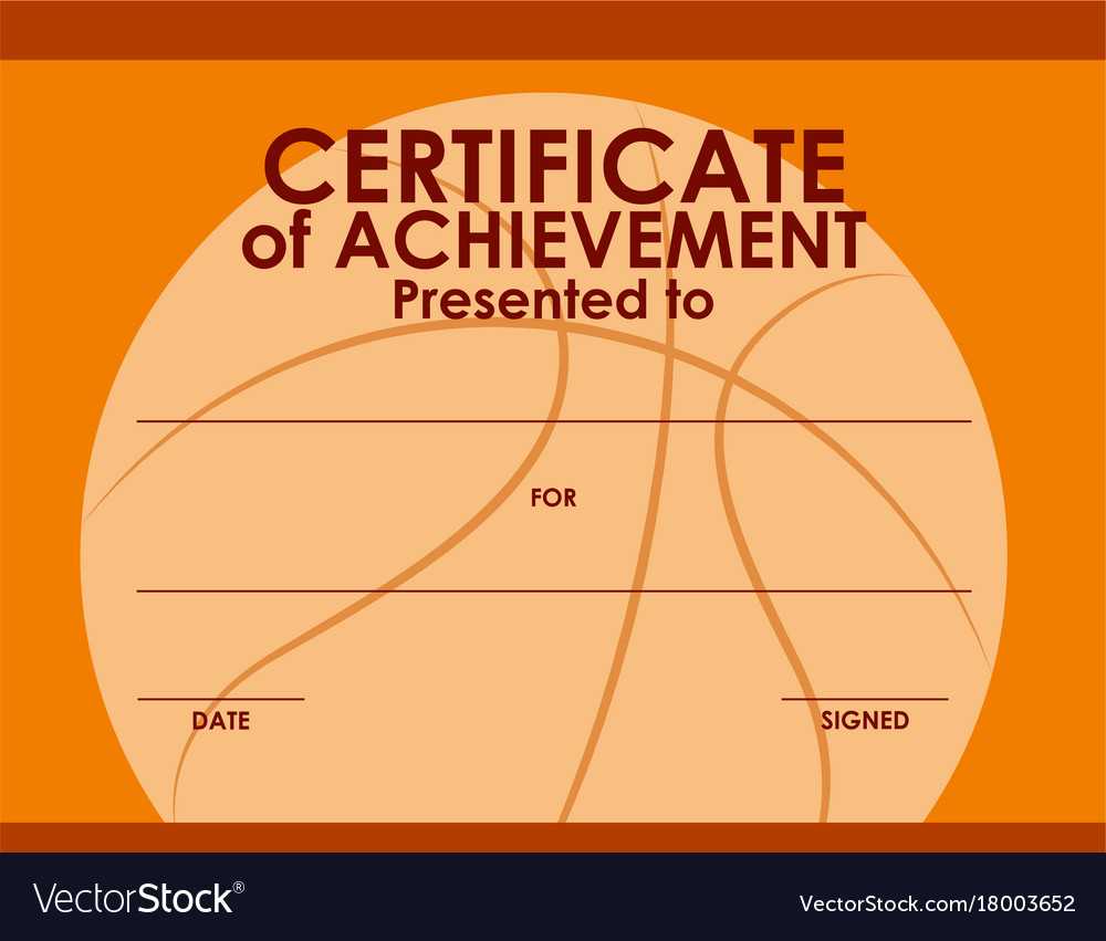 Certificate Template With Basketball Background Vector Image Within Basketball Camp Certificate Template