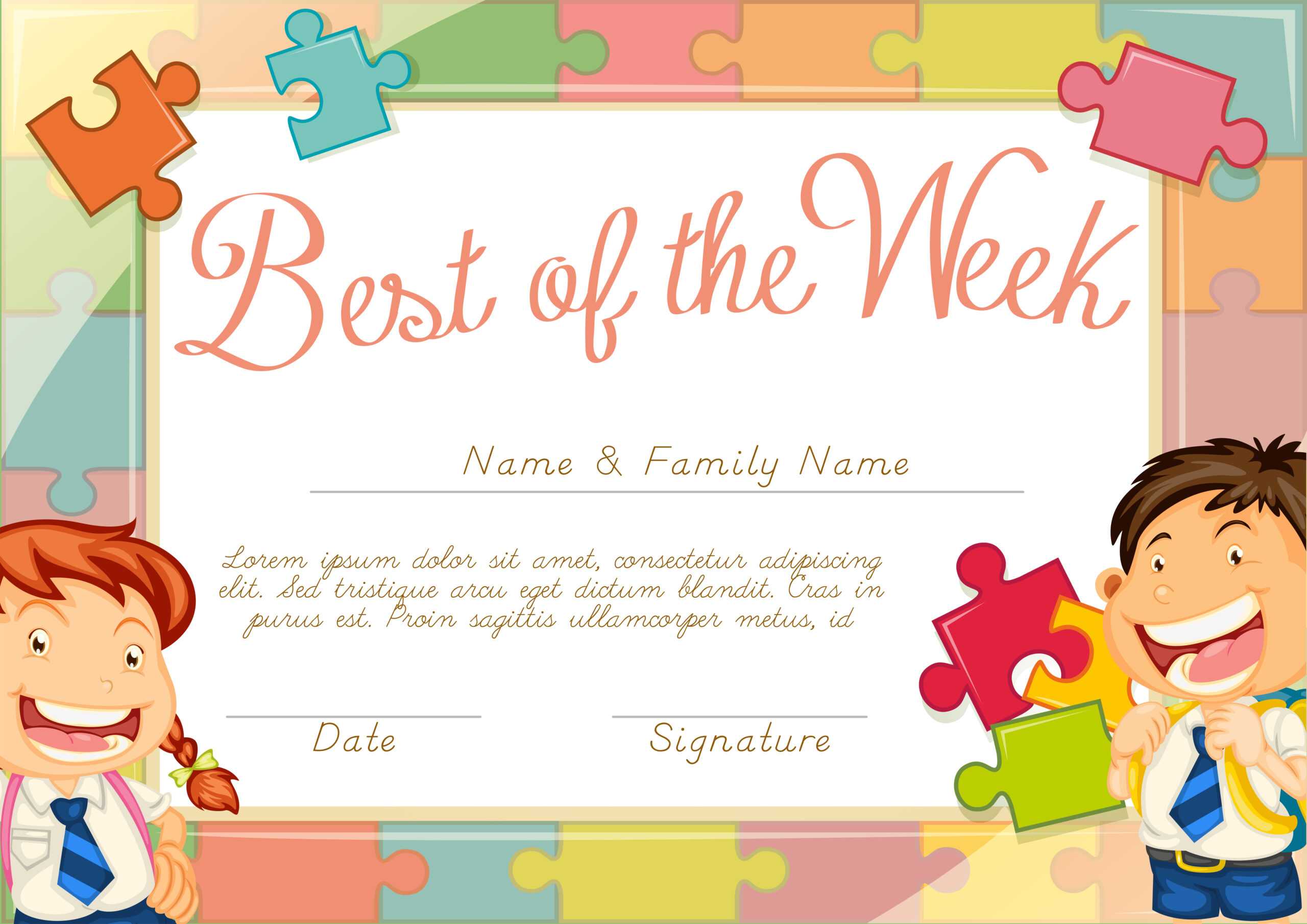 Certificate Template With Children Background – Download Intended For Star Of The Week Certificate Template