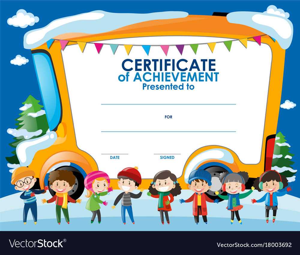 Certificate Template With Children In Winter Within Free Printable Certificate Templates For Kids