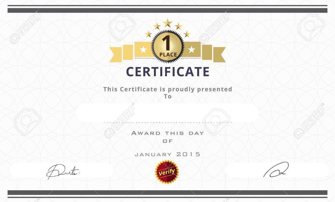 Certificate Template With First Place Concept. Certificate Border.. Pertaining To First Place Award Certificate Template