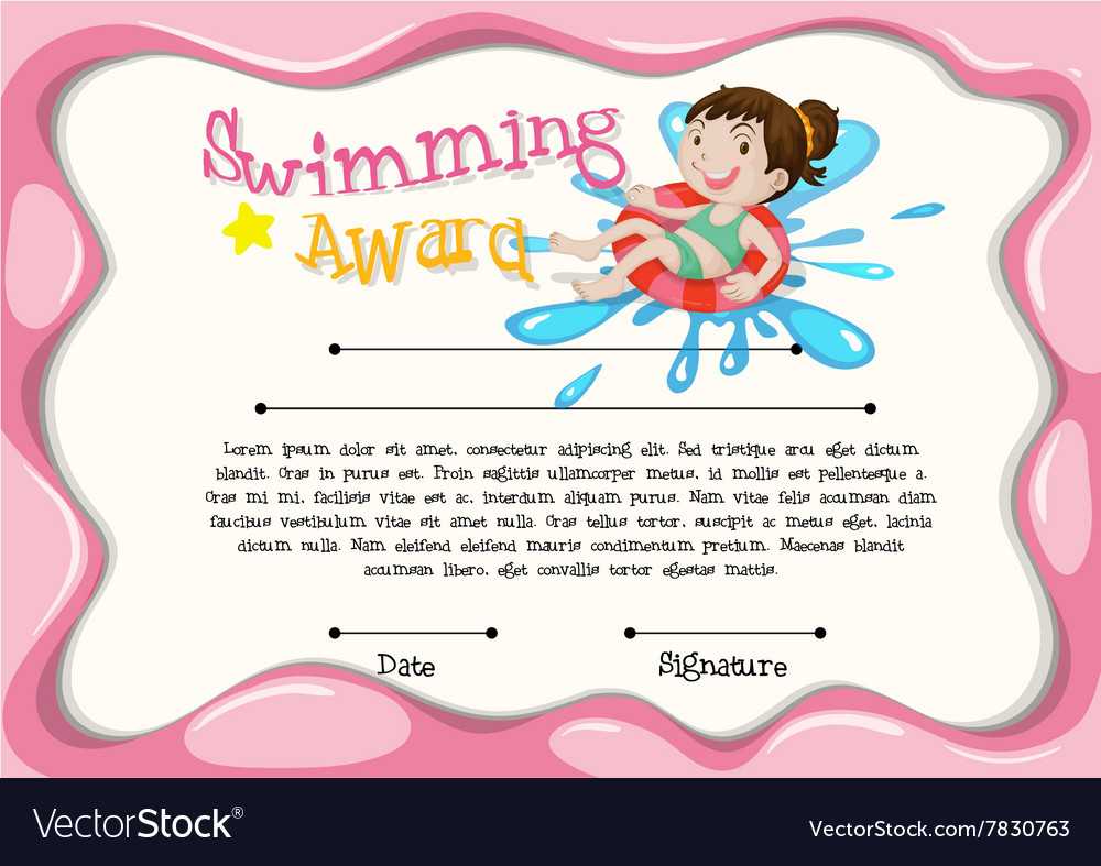 Certificate Template With Girl Swimming With Regard To Swimming Certificate Templates Free