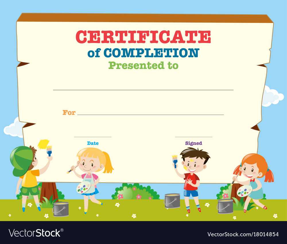 Certificate Template With Happy Children Intended For Free Kids Certificate Templates