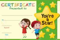 Certificate Template With Kids And Stars Illustration within Star Award Certificate Template