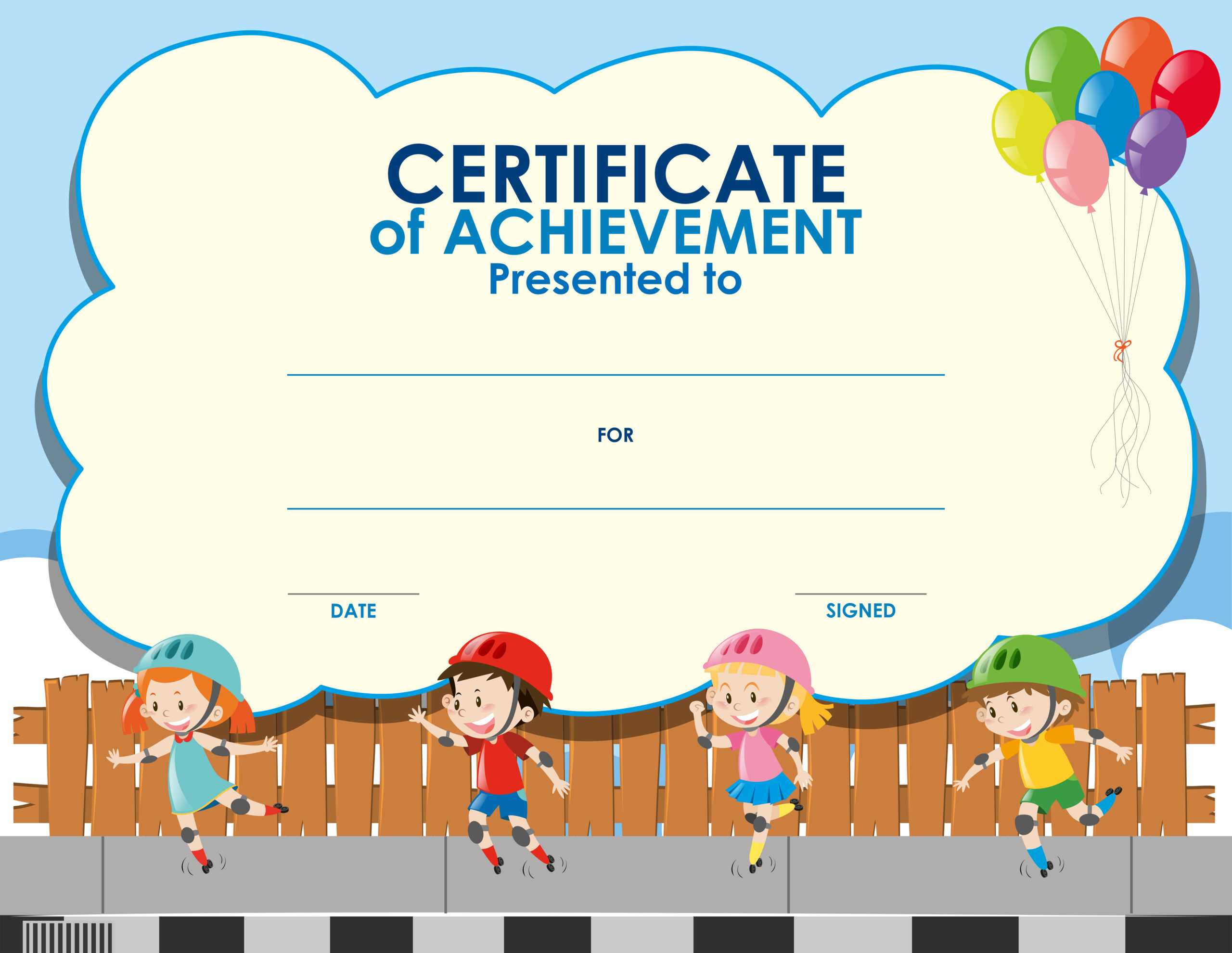 Certificate Template With Kids Skating – Download Free For Swimming Certificate Templates Free