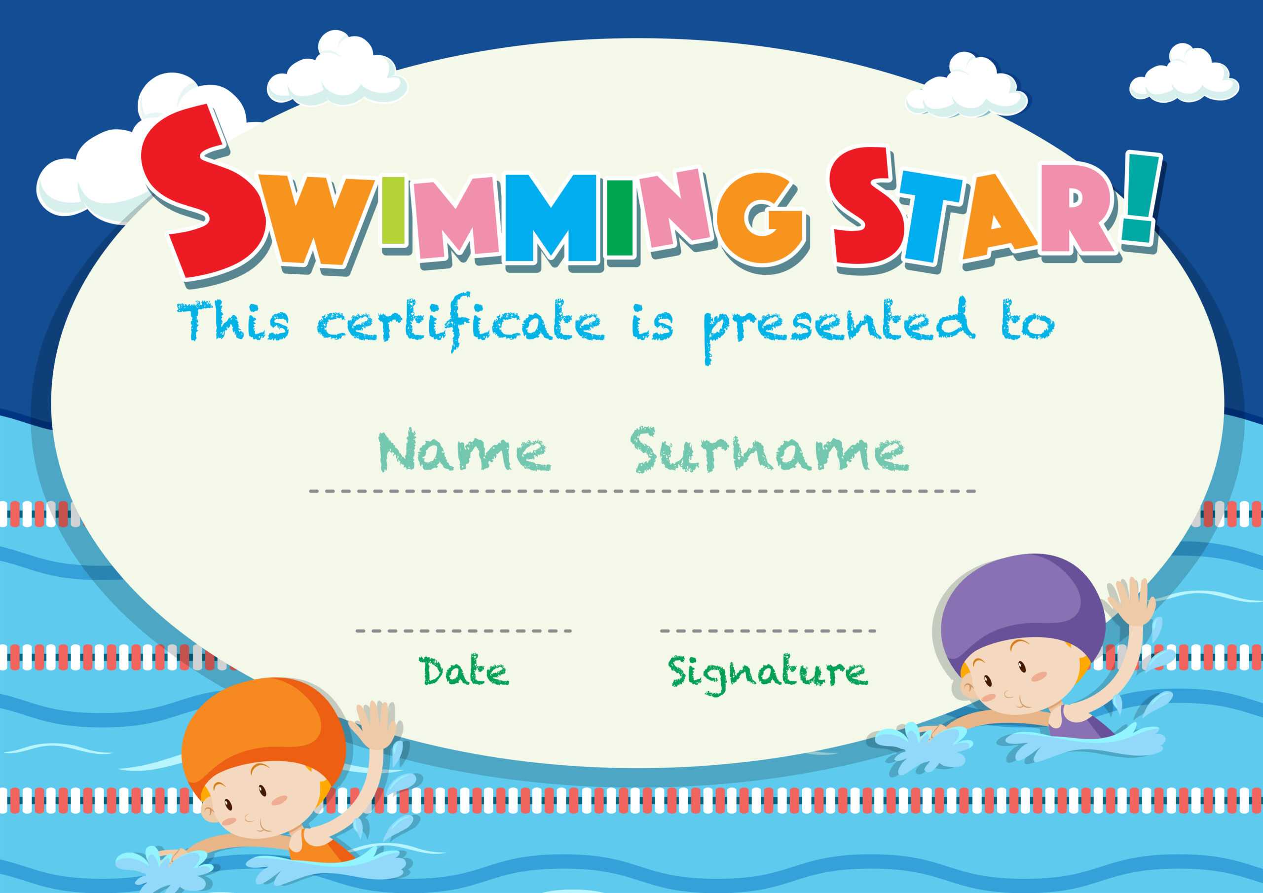 Certificate Template With Kids Swimming – Download Free With Regard To Swimming Certificate Templates Free