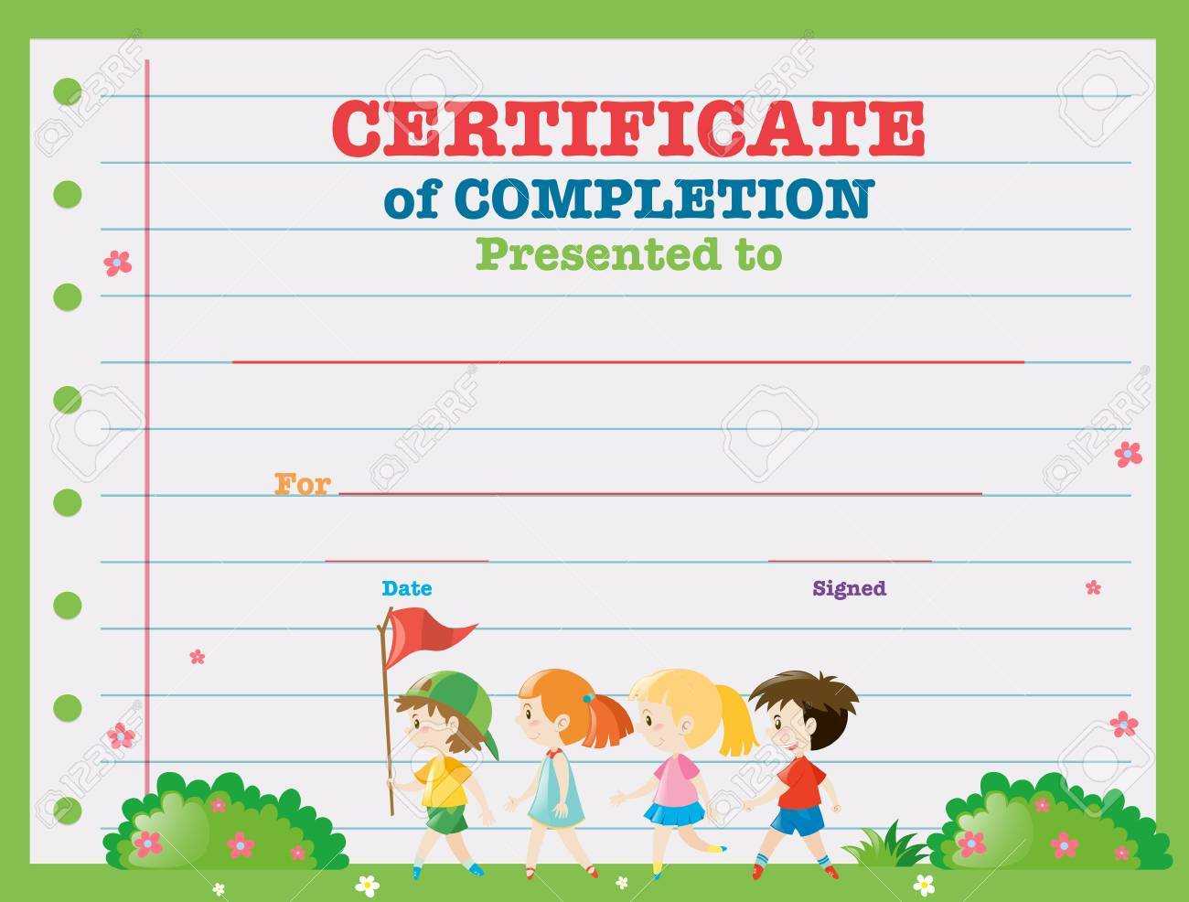 Certificate Template With Kids Walking In The Park Illustration With Regard To Walking Certificate Templates