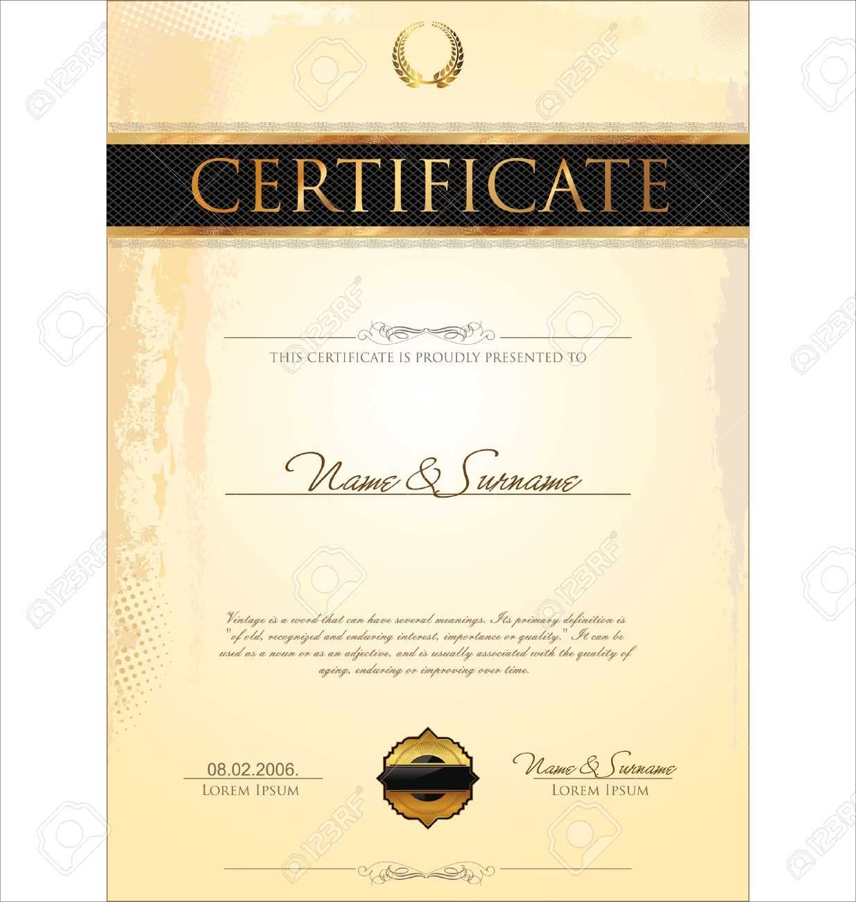 Certificate Template With Regard To Free Stock Certificate Template Download