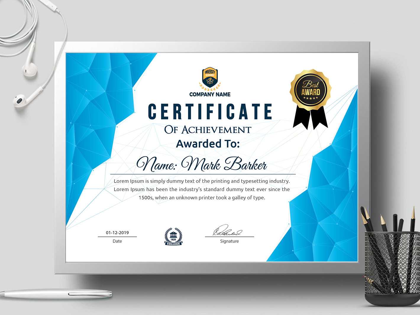 Certificate Templatecreative Touch On Dribbble Within Landscape Certificate Templates