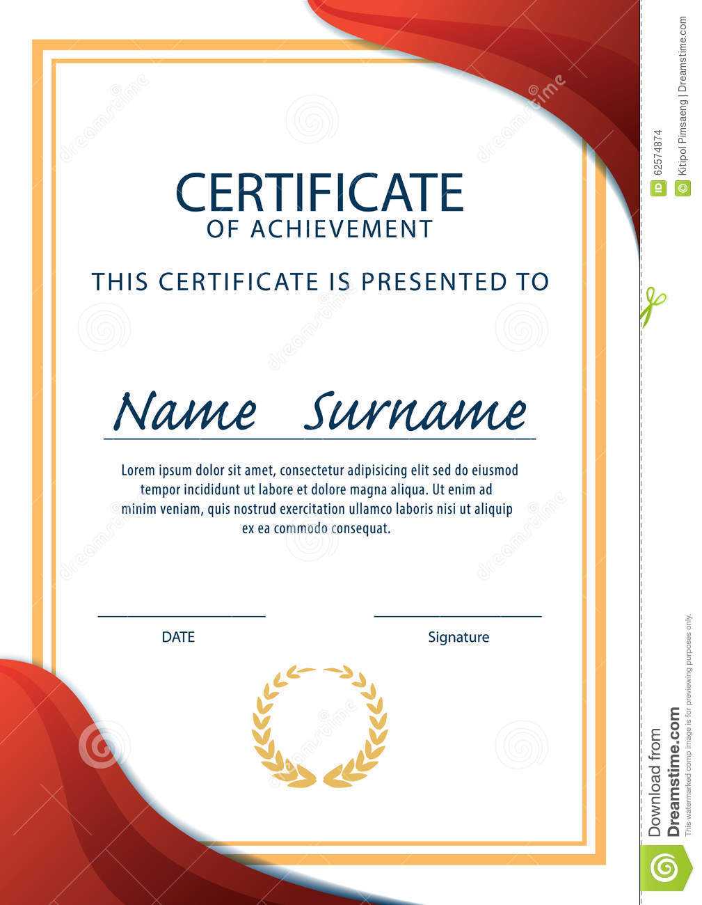 Certificate Template,diploma,a4 Size ,vector Stock Vector Inside Certificate Template Size
