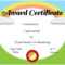 Certificates For Kids For Certificate Of Achievement Template For Kids