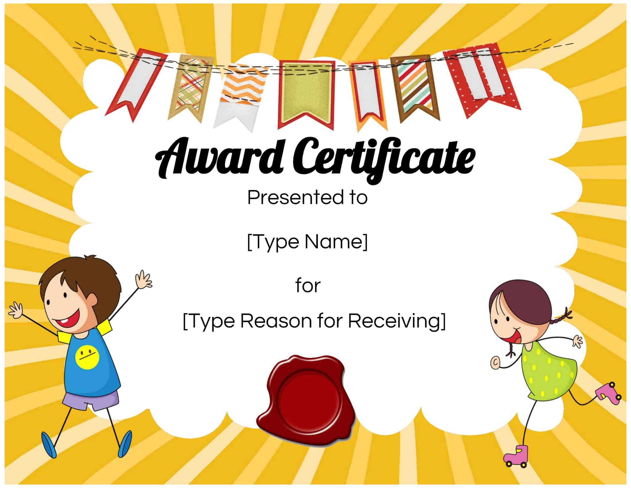 Certificates For Kids Regarding Children's Certificate Template