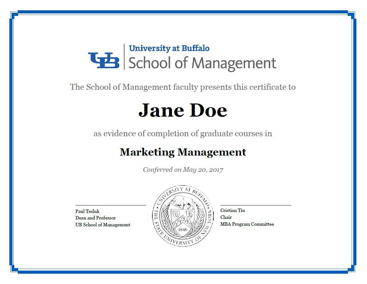 Certificates – School Of Management – University At Buffalo With Classroom Certificates Templates