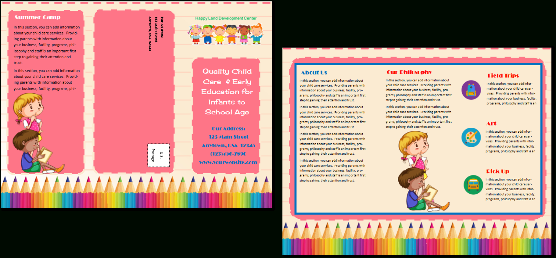 Child Care Brochure Template 11 Regarding Daycare Brochure Template