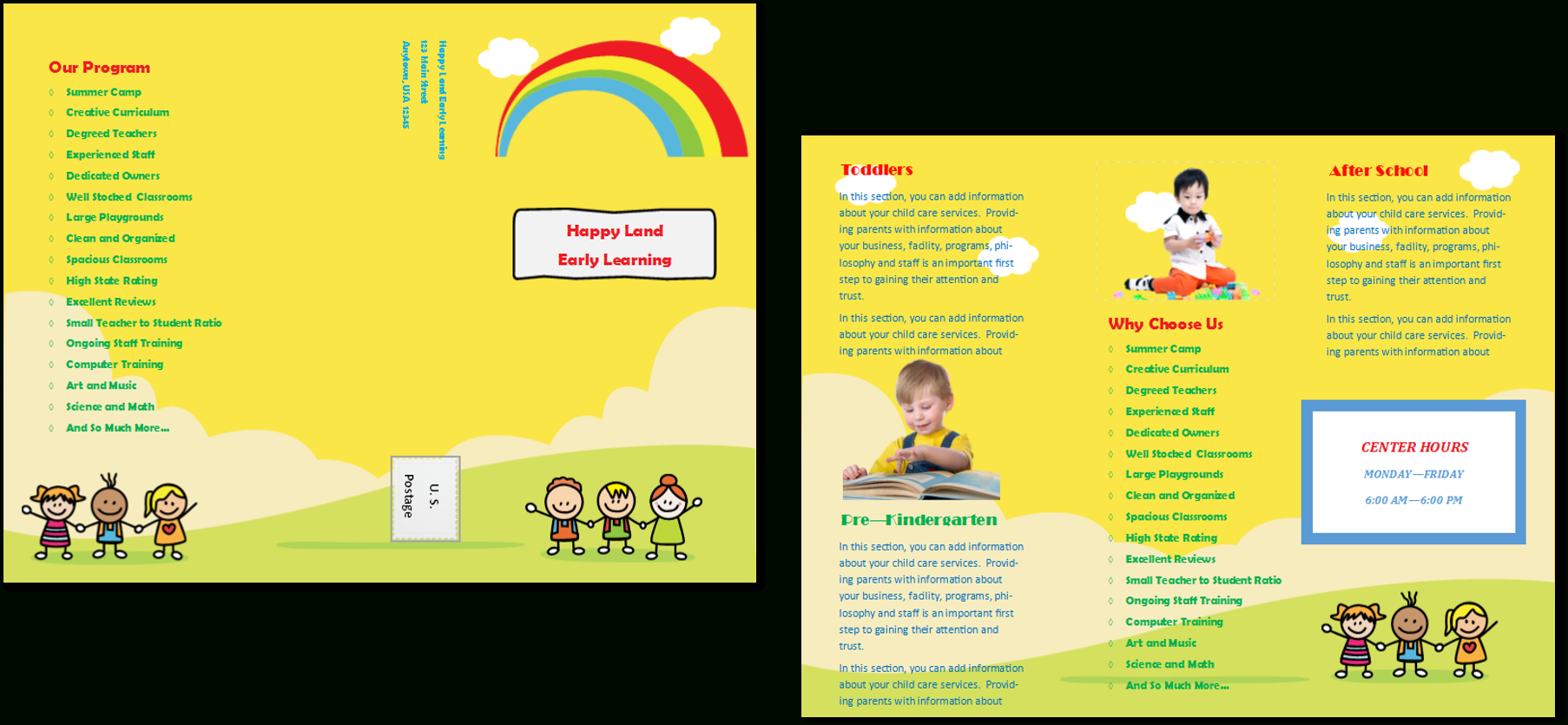 Child Care Brochure Template 15 Throughout Student Brochure Template