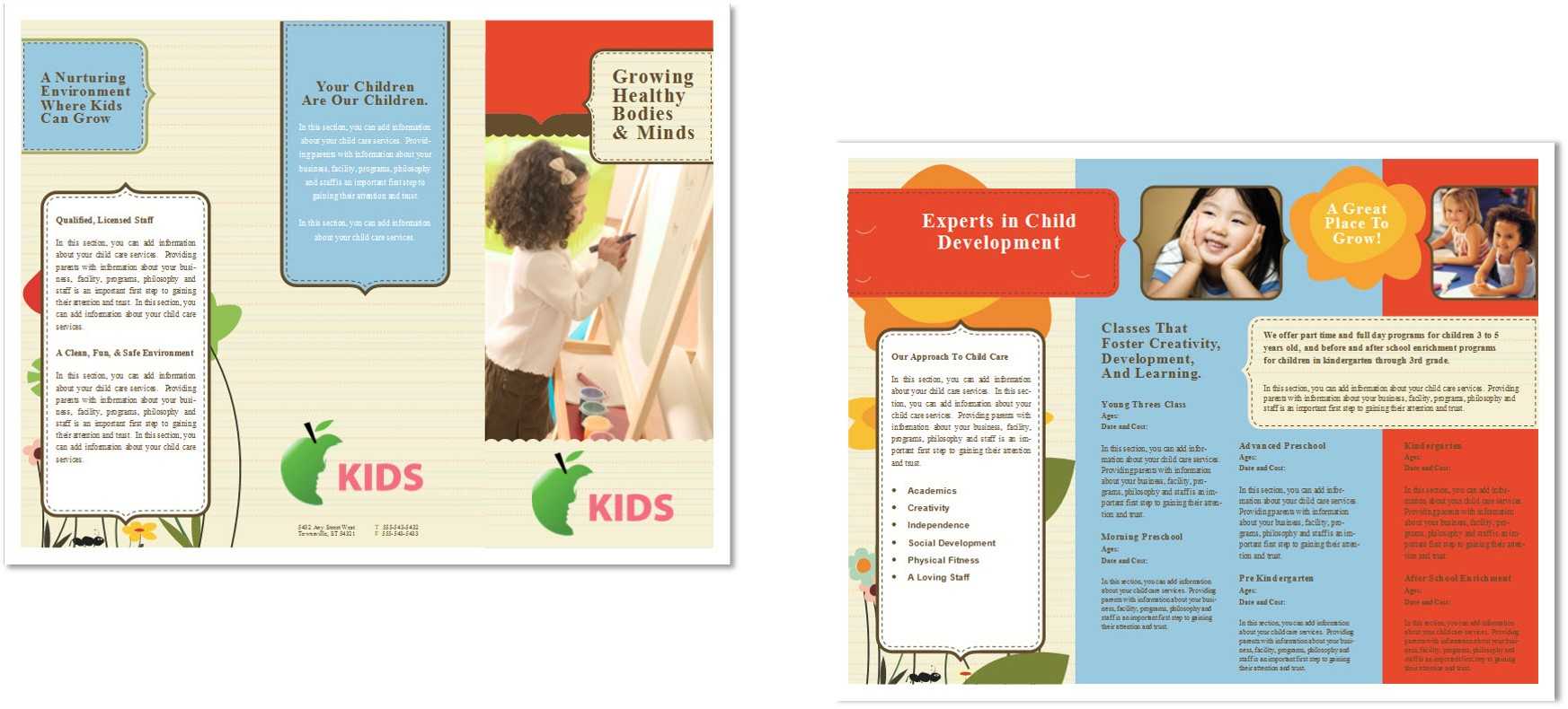 Child Care Brochure Template 6 Regarding Daycare Brochure Template