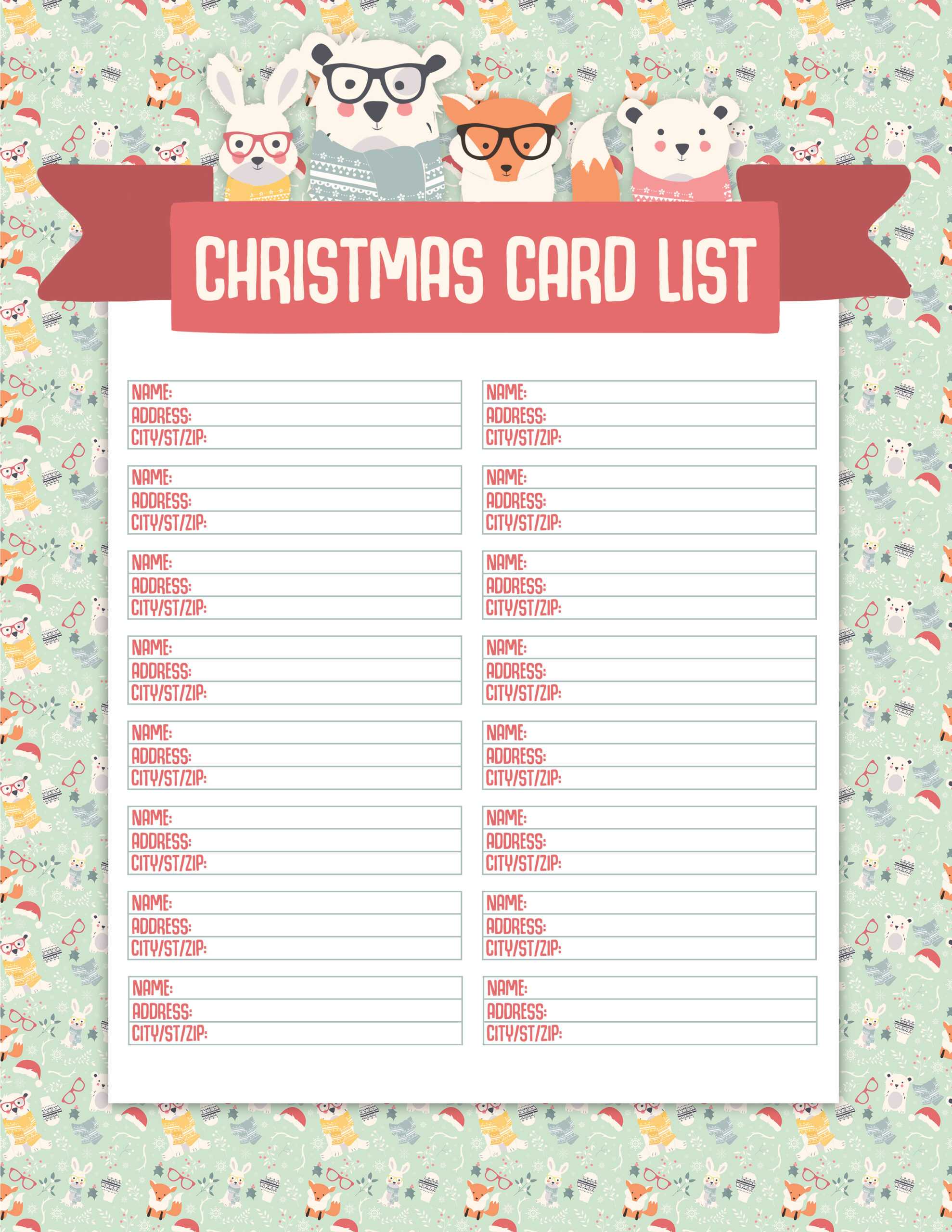 Christmas Card List Templates – Dalep.midnightpig.co In Christmas Card List Template