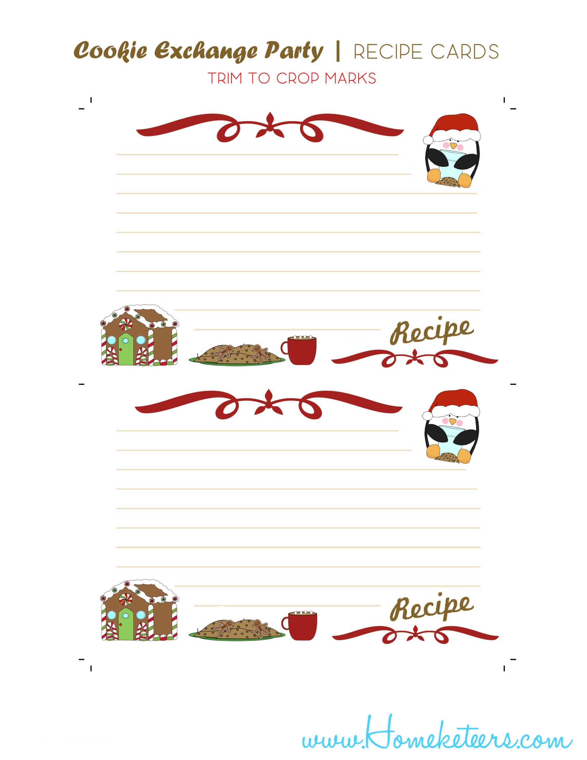 Christmas Cookie Exchange Printables Penguin Theme ~ Free Regarding Cookie Exchange Recipe Card Template