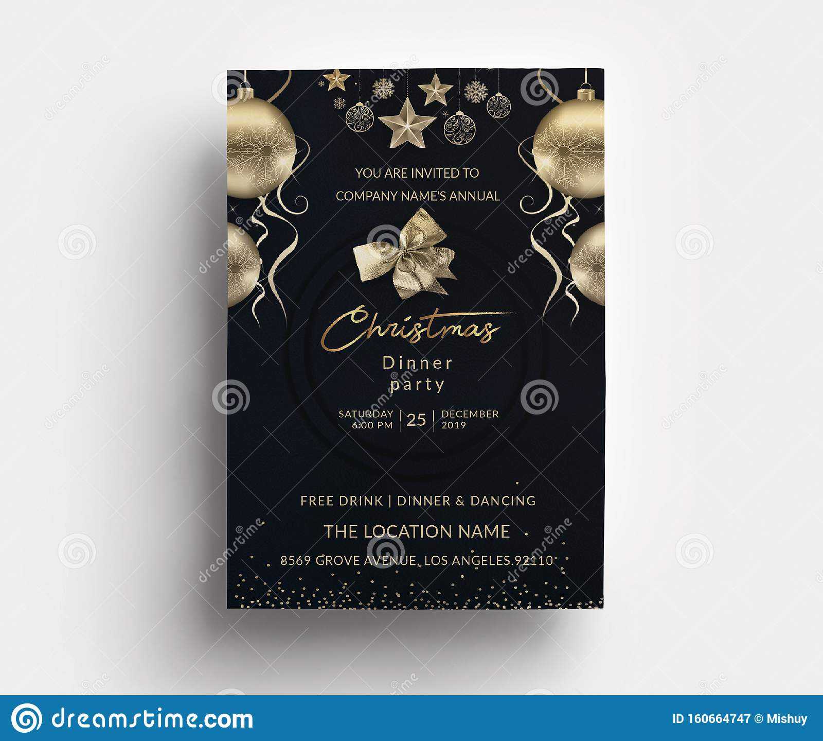 Christmas Dinner Party Invitation Card Template Stock Vector Pertaining To 4X6 Photo Card Template Free