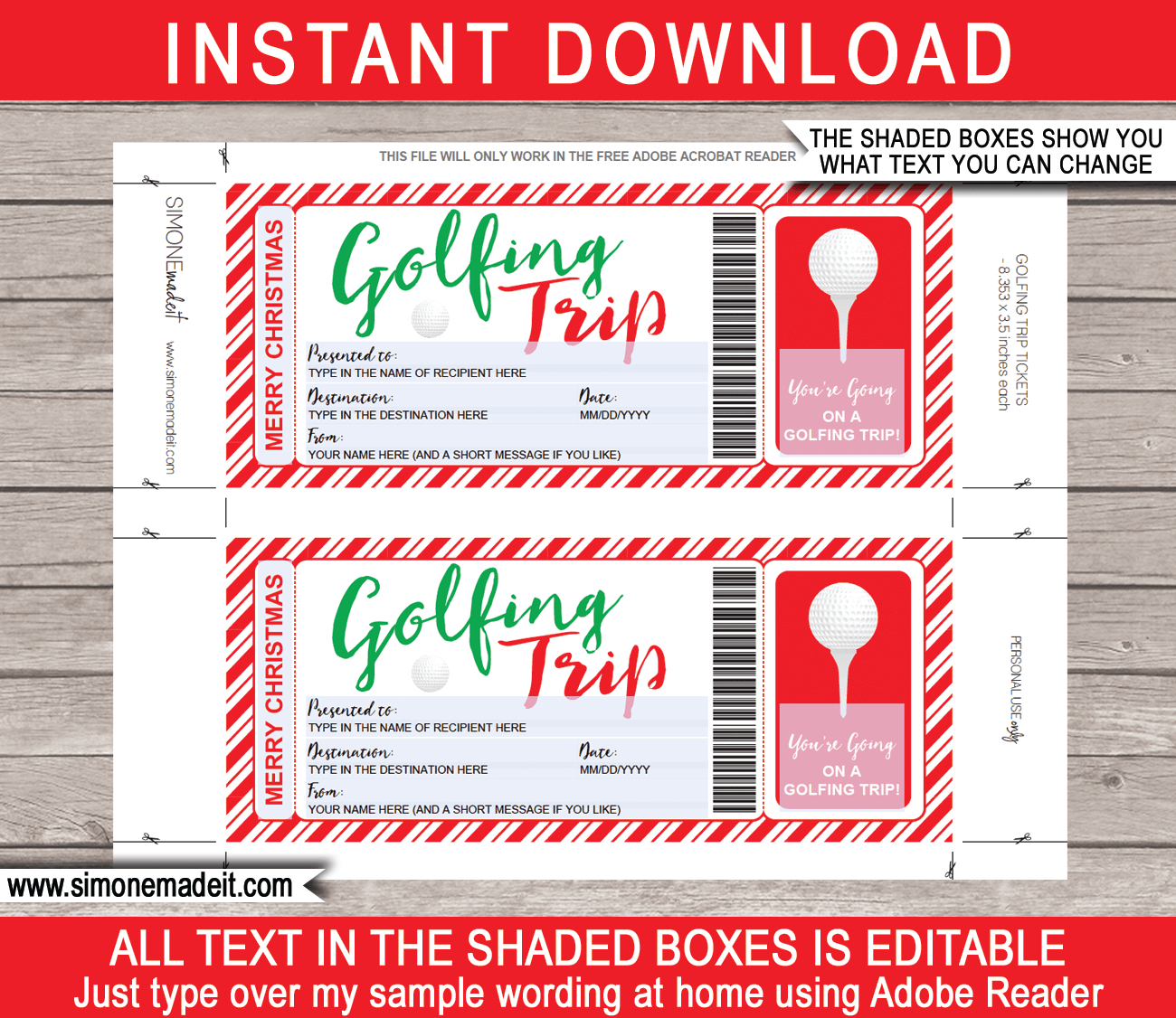 Christmas Golfing Trip Tickets Regarding Golf Gift Certificate Template