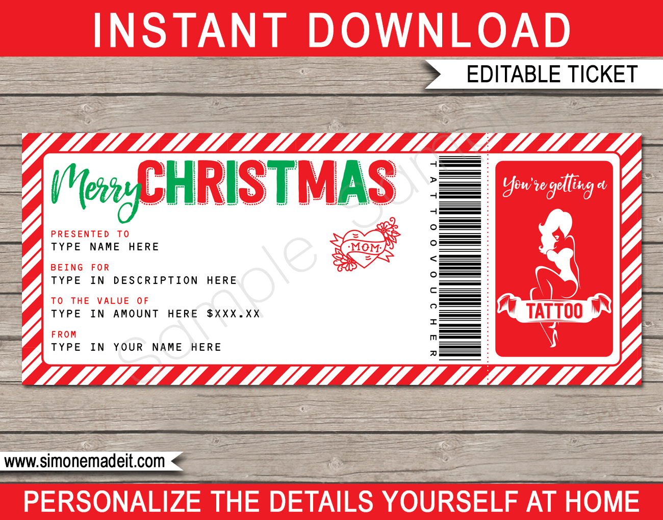 Christmas Tattoo Gift Vouchers In Tattoo Gift Certificate Template