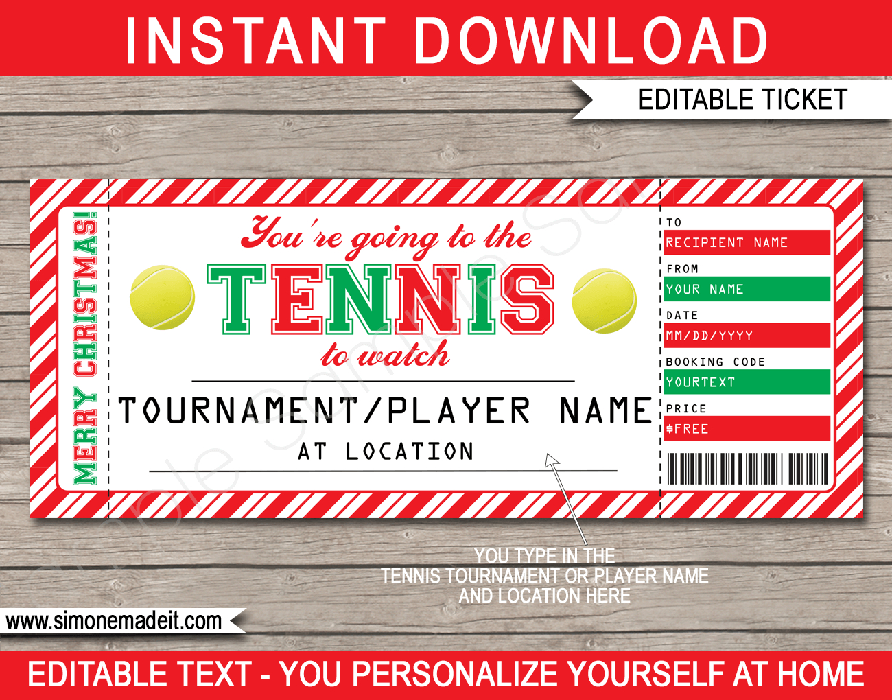 Christmas Tennis Gift Tickets Regarding Tennis Gift Certificate Template