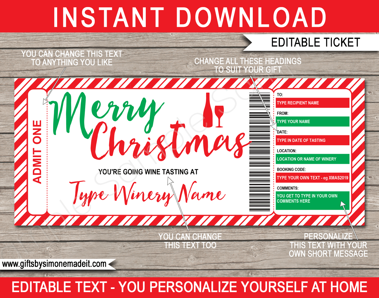 Christmas Wine Tasting Gift Certificate Intended For Christmas Gift Certificate Template Free Download