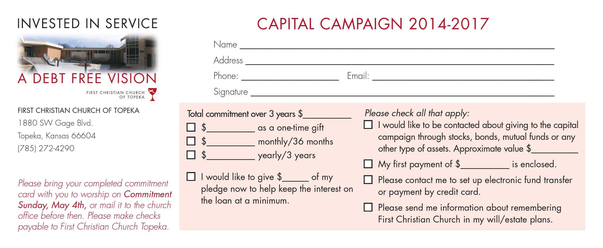 Church Capital Campaign Pledge Card Samples With Building Fund Pledge Card Template