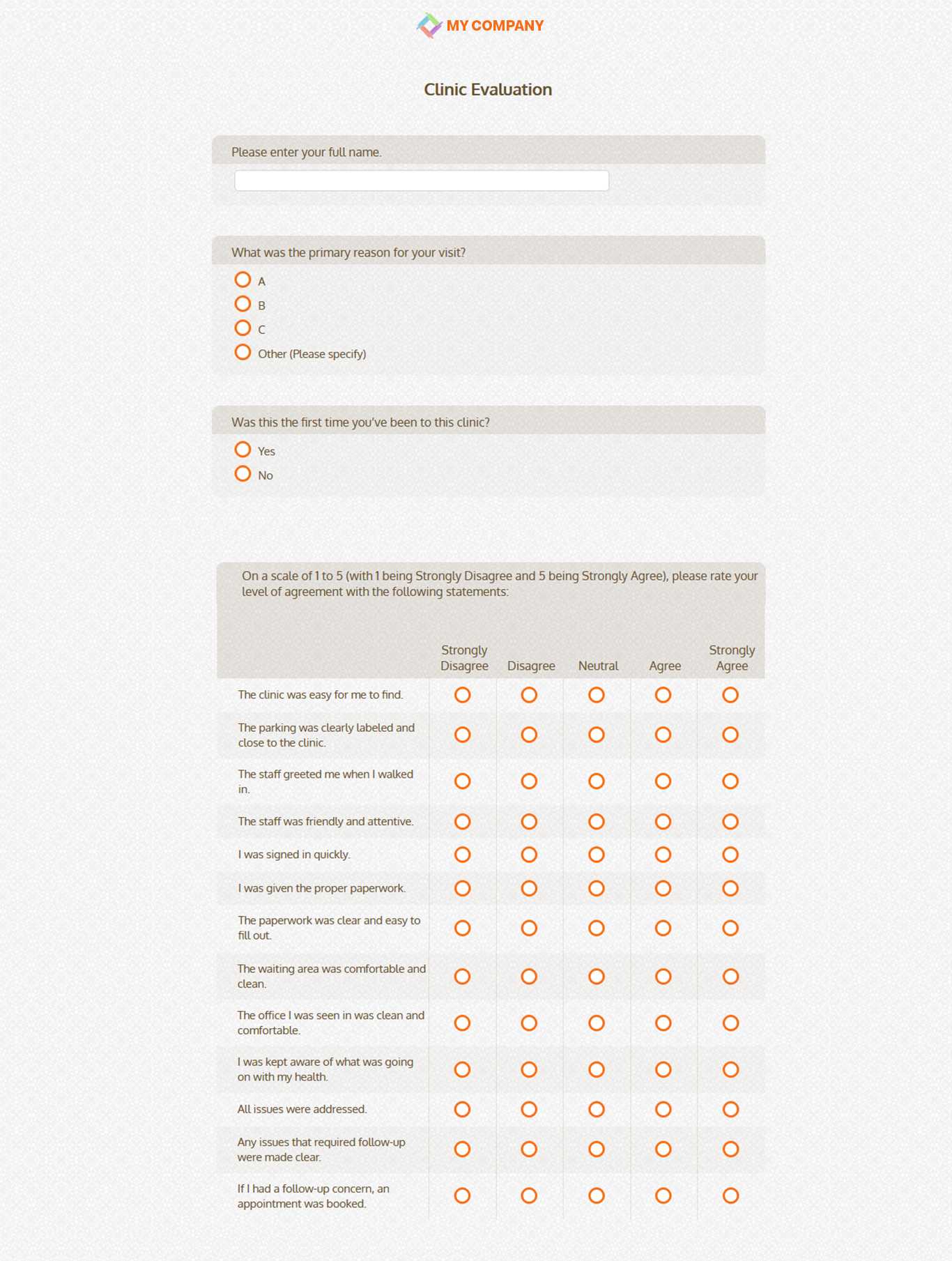 Clinic Evaluation Survey Questions & Templates – Sogosurvey Within Survey Card Template