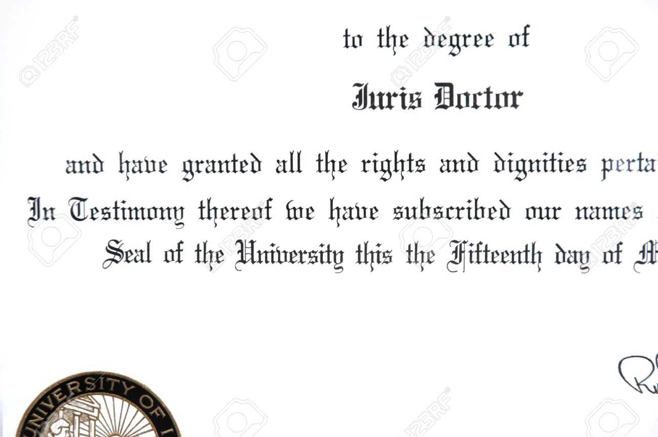 Close Up Of Juris Doctorate Law Degree Certificate Intended For Doctorate Certificate Template