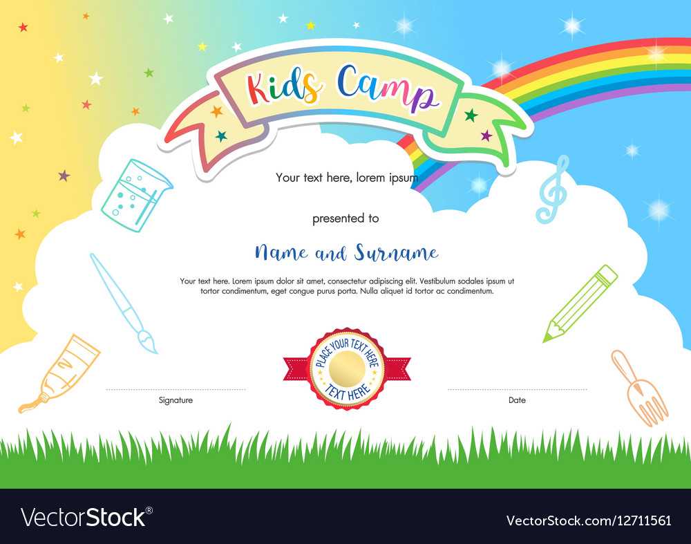 Colorful Kids Summer Camp Diploma Certificate Pertaining To Summer Camp Certificate Template
