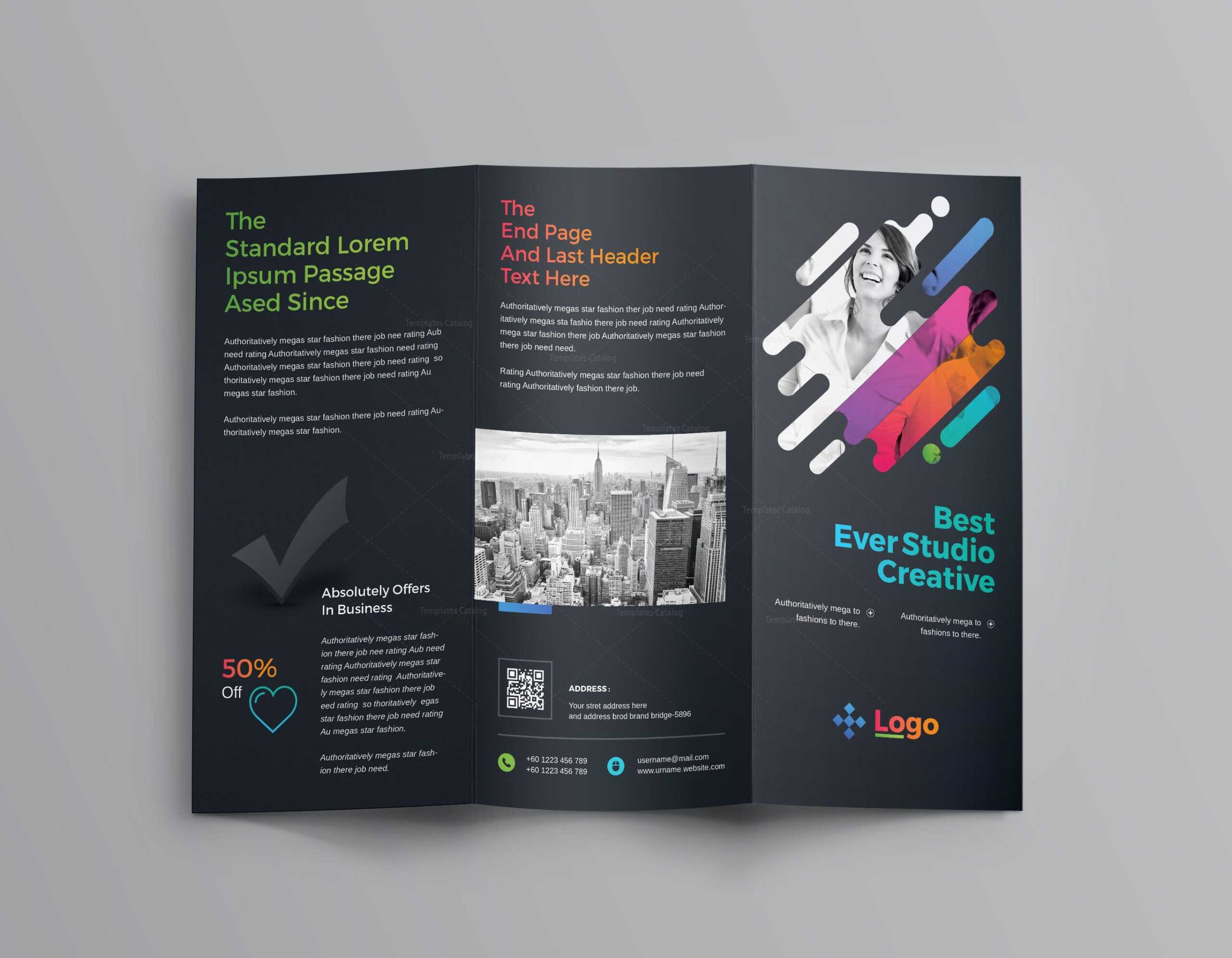Colorful Professional Tri Fold Brochure Template 001204 For Professional Brochure Design Templates