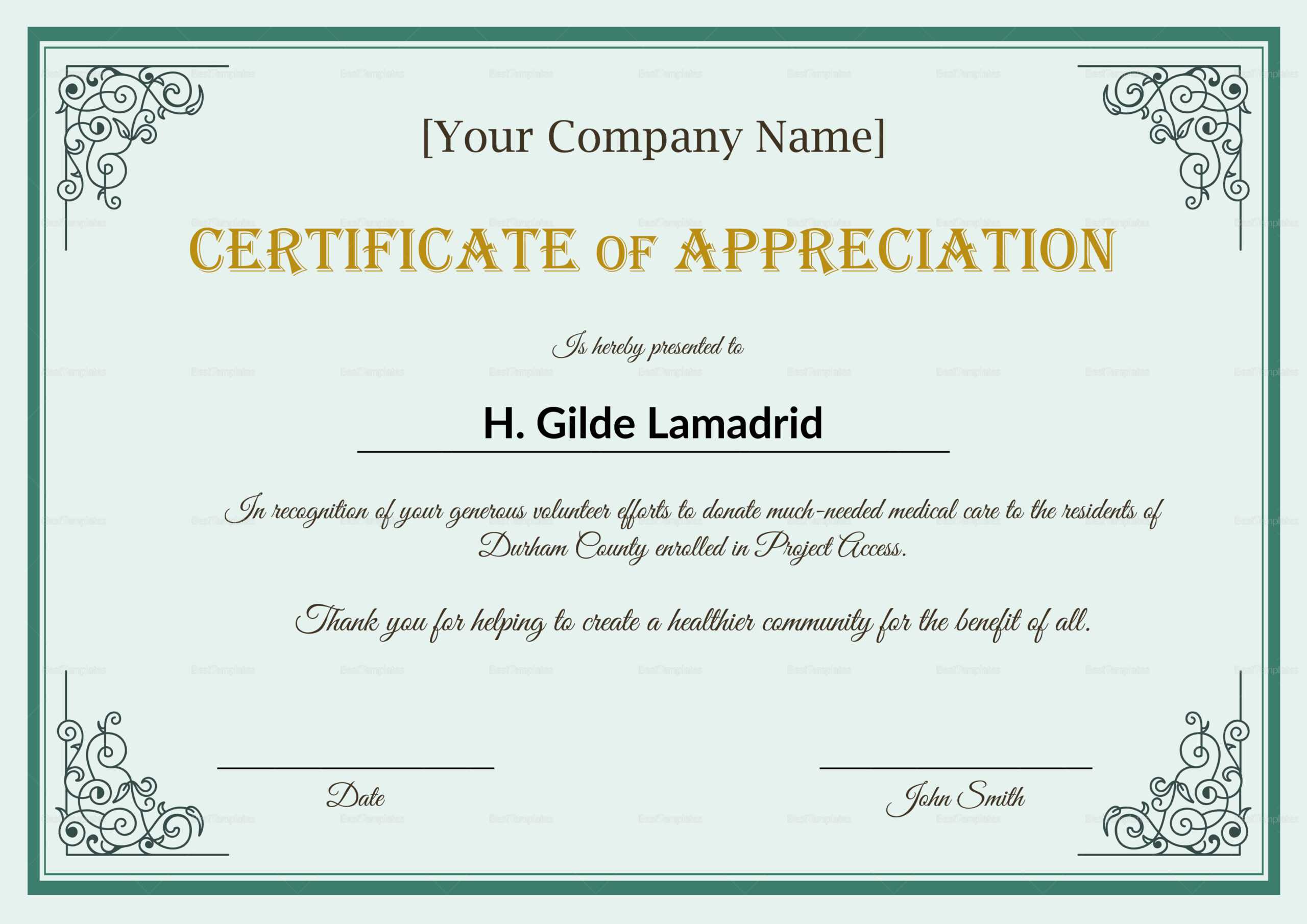 Company Employee Appreciation Certificate Template Regarding In Appreciation Certificate Templates