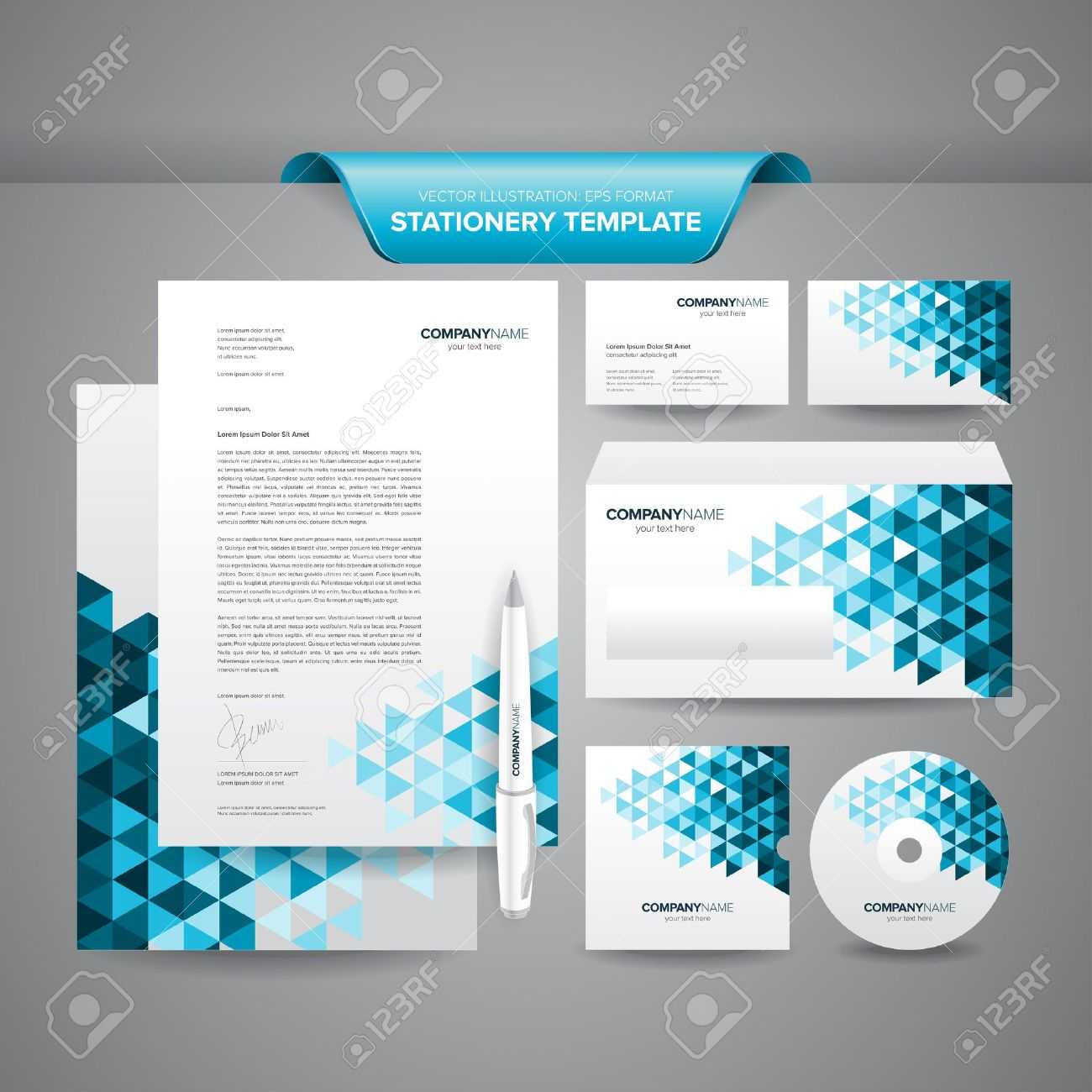 Complete Set Of Business Stationery Template Such As Letterhead,.. Intended For Business Card Letterhead Envelope Template