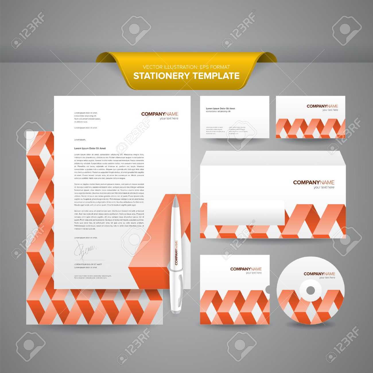 Complete Set Of Business Stationery Templates Such As Letterhead,.. Within Business Card Letterhead Envelope Template