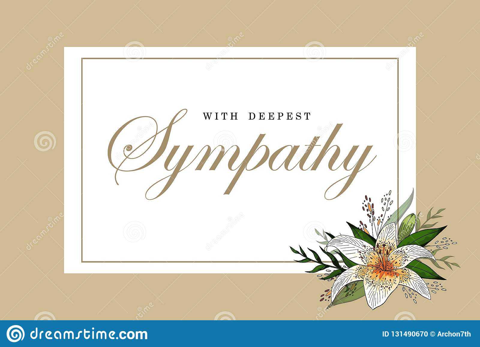 Condolences Sympathy Card Floral Lily Bouquet And Lettering Throughout Sorry For Your Loss Card Template